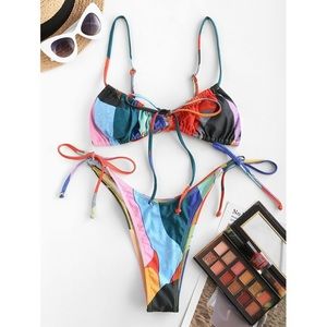 Shein Colorful Tie String Bikini | Small